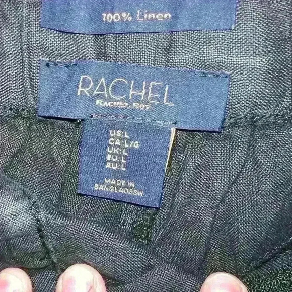 100%Linen black cargo ankle pants/capris size L - Picture 2 of 3